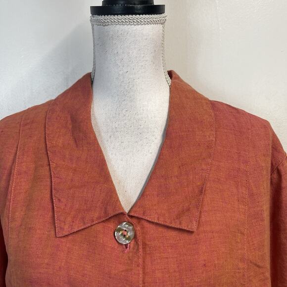 TSD Two Star Dog Pink Orange Linen Lagenlook Boho Jacket Blouse Size XL Casual - Picture 3 of 9
